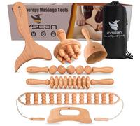 PYSEAN Le kit de massage thérapeutique du bois 7 en 1 vous aide à éliminer la cellulite, à effectuer un drainage lymphatique, à détendre vos muscles, à soulager les douleurs musculaires et à sculpter