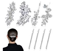 PYSEOSISE Barrettes Cheveux Strass, 8 Pièces Barrettes Argentées Mariage, Élégants Accessoires Cheveux Barrettes Pailletées Argentées Strass Épingles Cheveux pour Femmes Fêtes Soirées