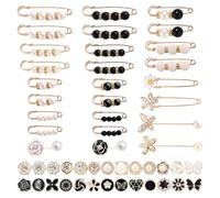 PYSEOSISE Broche de Boutons, 52 Pièces Broche de Perle pour Femme, Élégantes Épingles À Broches en Perles Épingles de Sécurité pour Pantalons Robe Jupe Chapeau Pull Sacs