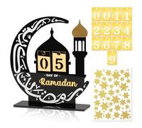 PYSEOSISE Calendrier Ramadan en Acrylique, Calendrier de l'avent Ramadan, Calendriers Compte à Rebours 30 Jours Eid Mubarak avec Autocollants Étoiles pour Décoration de Maison et Bureau