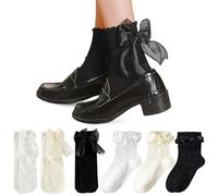 PYSEOSISE Chaussettes à Volants, 6 Paires Chaussette Dentelle Femmes, 3 Couleurs Chaussette de Ballet Respirantes Chaussettes de Cheville pour Femmes 34-38