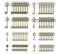 PYSEOSISE Clés Vintage Decoration, 64 Pièces Clés Squelettes Bronze, Pendentifs Clé Vintage 30-60 mm pour Collier DIY Création de Bijoux et Décoration de Mariage