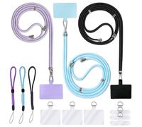 PYSEOSISE Cordon Telephone Portable, 3 Pièces Tour de Cou Telephone et 3 Pièces Lanyard Dragonne avec 9 Pièces Patchs Universels, Laniere Telephone Portable pour Plupart des Téléphones Portables