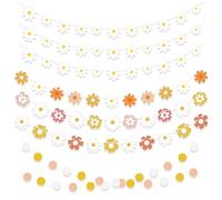 PYSEOSISE Marguerite Decoration, 7 Pièces Guirlande De Marguerites, Guirlande de Fleurs Boho Bannière Fleurs Daisy Garland pour Décoration de Chambre Anniversaire Mariage Fête