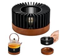 PYserne Réchaud pour théière avec socle en bois, réchaud à thé en alliage, chauffe-tasse, isolation pour conserver la chaleur du thé, du lait, du café, des aliments (sans bougies)