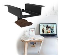 Pyswex Support de bureau pour Fosi Audio BT20A Pro avec support de casque en bois de noyer, étagère en métal pour amplificateur stéréo compact, support de rangement de bureau, noir