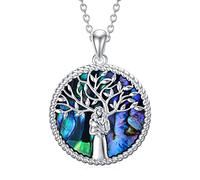 PYTALI Collier arbre de vie pour cendres en argent sterling et coquillage d'ormeau - Bijoux de crémation pour homme et femme, Pierre, Non connu