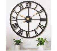 Pytha Sight Grande Horloge Murale Moderne en métal - 35 cm - Chiffres Romains - pour Cuisine, Bureau, Chambre à Coucher, Salle à Manger