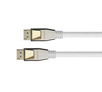Python Câble DisplayPort 2.0 de qualité supérieure - 2 m - 54 Gbit/s, UHBR 13,5-4K @240 Hz / 8 K @ 60 Hz - Conducteur en cuivre - tressé NYLONGE - Blanc
