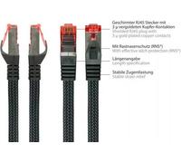 Python Cat.6 Patchkabel mit Nylongeflecht schwarz 0,25m