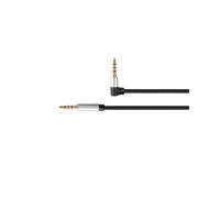 Python GC-M0231 : Câble audio 3.5mm Mâle-Mâle 0.5m, Contacts Or, Diamètre 3.5mm, Gaine Métal & PVC, Connecteur 1 coudé, Connecteur 2 droit, Noir