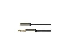 Python GC-M0237 : Câble audio 1m, connecteurs 3.5mm mâle/femelle, contacts plaqués or, PVC noir, diamètre 3.5mm, Plug and Play