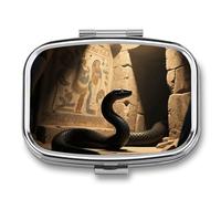 Python in Ancient Tomb Pilulier de voyage à 2 compartiments avec miroir pour sac à main, poche ou portefeuille