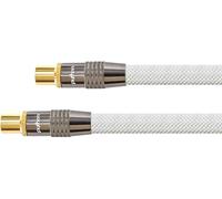PYTHON® Series Câble d'antenne, IEC/Koax mâle à femelle, doré, blindage 120 dB, 75 Ohm, tresse de nylon blanche, 3m - [GC-M2004]