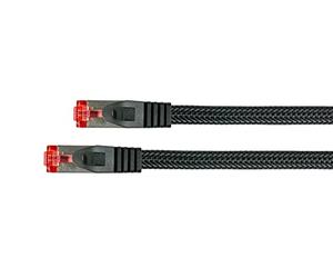 Python Series Ethernet LAN câble Patch avec becs d'encliquetage Protection RNS et Nylon tressé Cat. 6 - Câble de Connexion 2 m Noir