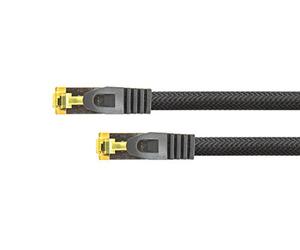 Python Series Ethernet LAN câble Patch avec becs d'encliquetage Protection RNS et Nylon tressé Cat. 7 - Câble 0,25 m Noir