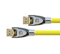PYTHON Series Premium DisplayPort 1.2 Câble de connexion 4K2K / UHD triple blindage avec connecteurs en métal, connecteurs plaqués or + protection de verrouillage - Câble en cuivre - 3D - Tressage en nylon - Jaune 1 m