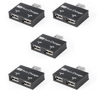 Pyugxab 5X USB 2.0 Mâle à Double Chargeur Double 2 Ports USB DC 5V RéPartiteur de Charge Hub Adaptateur Convertisseur Connecteur