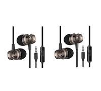 Pyugxab Lot de 2 écouteurs filaires 3,5 mm Turbo caisson de basses avec écouteurs intra-auriculaires contrôlés par de blé
