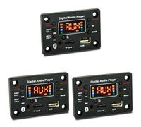 Pyugxab Lot de 3 modules Bluetooth pour voiture - Décodeur MP3 - Carte décodeur Bluetooth - Carte d'amplification de puissance - Fonction microphone externe