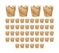 Pyugxab Lot de 50 moules à cupcakes style journal pour fête de mariage Tulipe Muffin Cupcake en papier résistant à l' facile à installer E