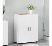 Pyvara Armoire de salle de bain blanche en bois et métal - 60 x 35 x 80 cm - Espace de rangement avec 2 portes pour salle de bain invités WC - Meuble sous lavabo - Commode - Organiseur avec étagère et