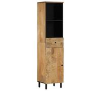 Pyvara Armoire de salle de bain en bois de manguier massif 38 x 33 x 160 cm avec pieds en fer, espace de rangement, montage flexible sur porte, armoire de salle de bain pour rangement et ordre dans