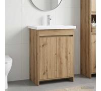 Pyvara Ensemble de meubles de salle de bain en chêne Artisan - 61 x 40 x 84,5 cm - Avec lavabo et robinet de rangement - Meuble de salle de bain pour invités - WC - Salle de bain
