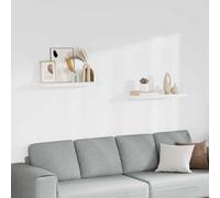 Pyvara Lot de 2 étagères murales flottantes blanches en MDF et métal - 80 x 23,5 x 3,8 cm - Avec système de montage invisible - Peu encombrant - Pour salon, chambre à coucher, bureau et cuisine