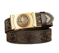 PYWJGZSX Ceinture, Ceinture Pour Hommes, Ceinture Habillée À Cliquet Pour Hommes Avec Décoration de Tête D'Animal, Boucle À Clic Automatique Stéréo, Ceinture Noire En Relief/Lion~B/110Cm/Waist:36"~38"
