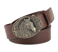 PYWJGZSX Ceinture, Ceinture Pour Hommes, Ceinture Western Pour Hommes, Ceinture de Cow-Boy Pour Femmes, Ceinture À Boucle de Tête de Cheval Western de Pays En Relief/A Brown/115Cm/45In
