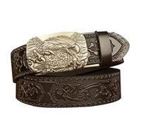 PYWJGZSX Ceinture, Eagle Boucle Automatique Ceinture Homme, Boucle Automatique Ceinture Cliquet En Cuir - Coffret Cadeau Mode Homme/C/130Cm/51Inch