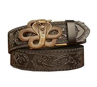 PYWJGZSX Ceinture En Cuir Pour Homme, Ceinture À Cliquet À Boucle Automatique, Réglable Pour Jeans, 125Cm/49Inch, C