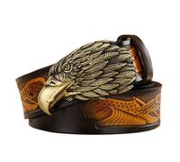 PYWJGZSX Ceinture Pour Homme, Ceinture de Cow-Boy À Boucle En Alliage Vintage, Ceinture de Cow-Boy Western, Ceinture de Décoration de Fête de Nouveauté Pour Jeans, Ceinture En Relief Cent Aigle À La M