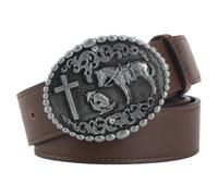 PYWJGZSX Ceinture Pour Homme, Ceinture En Cuir Western, Ceinture À Boucle de Cow-Boy Pour Jeans Pour Homme, Ceinture de Campagne, Cadeau Pour Homme/1 Brown/105Cm/41In