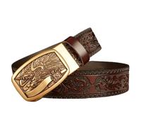 PYWJGZSX Ceinture Pour Homme, Ceinture Habillée En Cuir de Cow-Boy Western Pour Homme, Ceinture En Relief Avec Boucle Automatique À Clic Unique Ceinture Gravée de Drapeau À Tête D'Aigle En Or, Ceintur