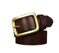 PYWJGZSX Ceinture Pour Hommes, Ceinture Décontractée de Cow-Boy de Mode Réglable, Ceinture En Cuir Véritable Pour Hommes Avec Boucle Ardillon En Métal Doré, Ceinture de Costume Formel/A Brown/125Cm/49