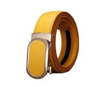 PYWJGZSX Ceinture Pour Hommes, Ceinture Pour Hommes À La Mode, Ceinture Habillée En Cuir Pour Hommes, Ceinture Décontractée Réglable Avec Ceinture À Boucle Automatique En Alliage/Yellow/130Cm/51.2''