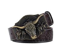 PYWJGZSX Ceinture Pour Hommes, Ceinture Western Cowboy, Ceinture Vintage Longhorn Cowboy Rodeo Western Cowboy/Black/115Cm/45.3''