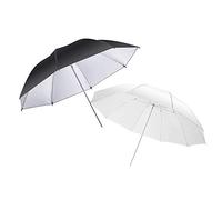 Pyxelstudio Lot de 2 Photo Parapluie Blanc Translucide Diffuseur 43'' et Parapluie Réfléchissant 109cm Noir Argent