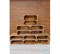 PYXIDAS,Boîtes en bois longues,courtes-Ensemble de bols à fruits,dimensions 40x29x25 cm - taille moyenne, peut être utilisé comme récipient ou décoratif,résistant et propre (Effet brûlé longtemps,6)