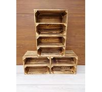 PYXIDAS,Boîtes en bois longues,courtes-Ensemble de bols à fruits,dimensions 40x29x25 cm - taille moyenne, peut être utilisé comme récipient ou décoratif,résistant et propre (Effet brûlé longtemps,4)