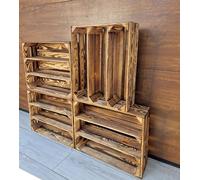 PYXIDAS,Boîtes en bois longues,courtes-Ensemble de bols à fruits,dimensions 50x40x15 cm - taille moyenne, peut être utilisé comme récipient ou décoratif,résistant et propre (Effet brûlé longtemps,4)