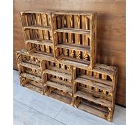 PYXIDAS,Boîtes en bois longues, courtes-Ensemble de bols à fruits,dimensions 50x40x15 cm - taille moyenne, peut être utilisé comme récipient ou décoratif,résistant et propre (Effet Brûlé Court,5)