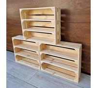 PYXIDAS, Boîtes en bois longues, courtes - Ensemble de bols à fruits, dimensions 50x40x15 cm - taille moyenne, peut être utilisé comme récipient ou décoratif, résistant et propre (Naturel Longue, 3)