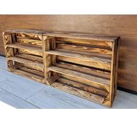 PYXIDAS,Boîtes en bois longues,courtes-Ensemble de bols à fruits, dimensions 50x40x15 cm - taille moyenne, peut être utilisé comme récipient ou décoratif, résistant et propre(Effet brûlé longtemps, 2)