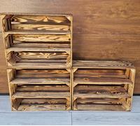 PYXIDAS,Boîtes en bois longues,courtes-Ensemble de bols à fruits,dimensions 50x40x15 cm - taille moyenne, peut être utilisé comme récipient ou décoratif, résistant et propre(Effet brûlé longtemps,3)