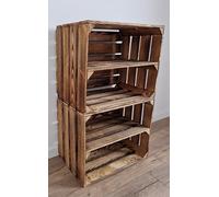 PYXIDAS,Boîtes en bois longues,courtes-Ensemble de bols à fruits, dimensions 50x40x30 cm - taille moyenne,peut être utilisé comme récipient ou décoratif,résistant et propre (Effet brûlé longtemps, 2)