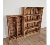 PYXIDAS,Boîtes en bois longues,courtes-Ensemble de bols à fruits,dimensions 60x40x20 cm - taille moyenne, peut être utilisé comme récipient ou décoratif,résistant et propre (Effetto Bruciato Lungo,5)
