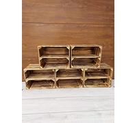 PYXIDAS Caisse en Bois avec Étagère 40x29x25 cm - Rangement Déco Rustique (Effet brûlé longtemps,5)